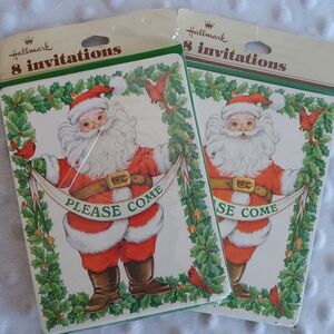 Vintage Christmas Hallmark Santa Claus Party Invitations New 2 Packages Invites